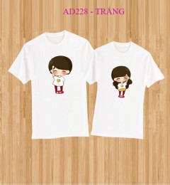 Áo đôi cổ tròn in hình ngộ nghĩnh